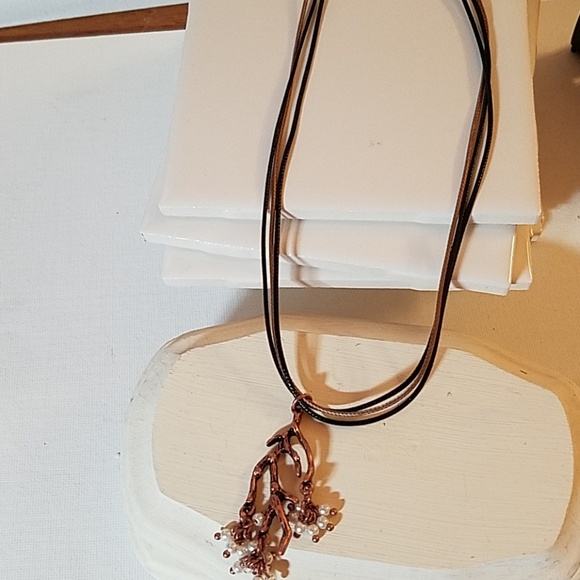Three Strand Vegan Leather Choker Beaded Limb 16" - Picture 1 of 3